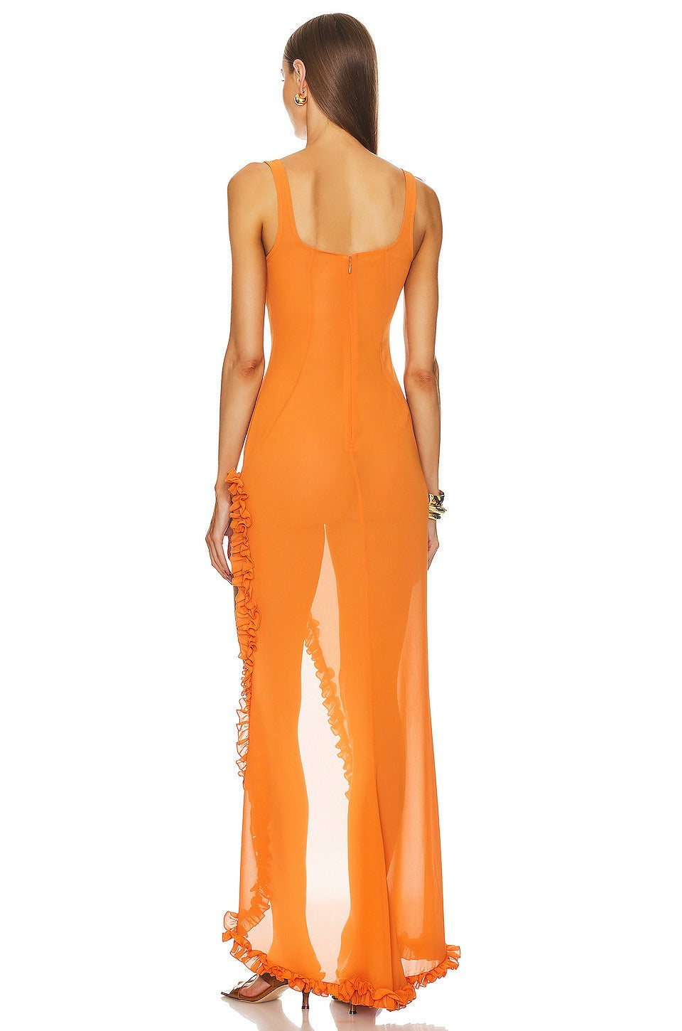 Sexy Body Contouring Dress  With Thigh High Slit, Transparent, Red Carpet Look