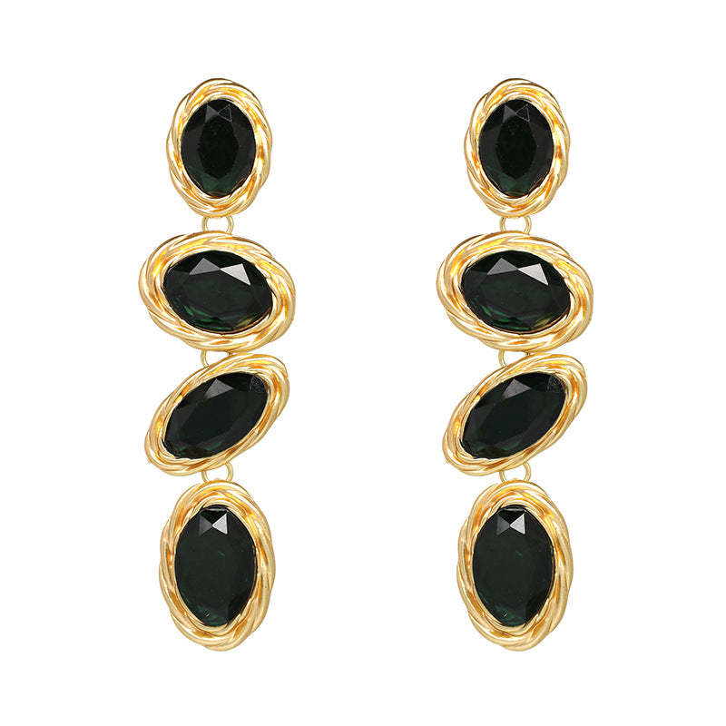 Long Diamond Replica Earrings in Multiple  Stone Colors