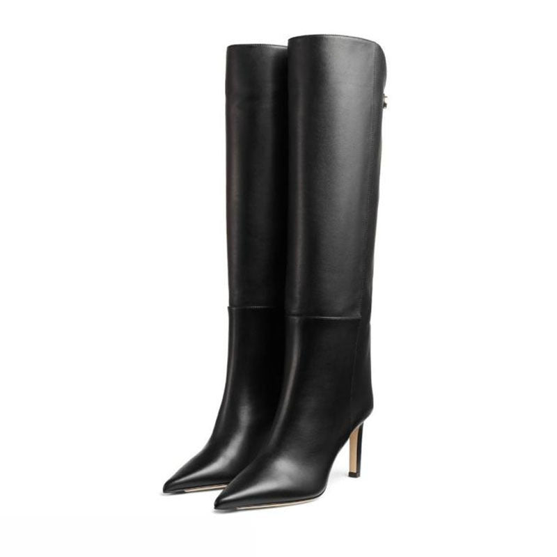 Sleek Luxe Knee-High Stiletto Boots – Black