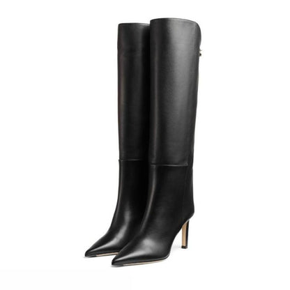 Sleek Luxe Knee-High Stiletto Boots – Black