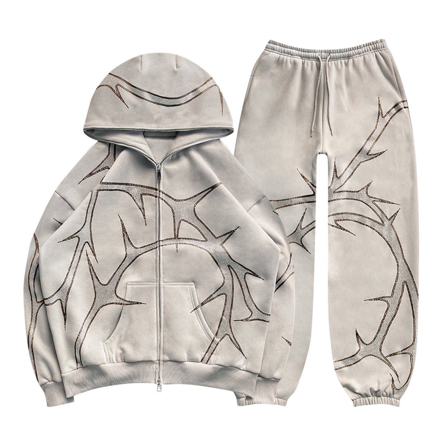 Tracksuit Set with  lDiamond zipper and a Hoodie