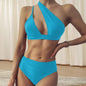 Asymmetrical One-Shoulder High-Waist Bikini Set – Multiple Colors