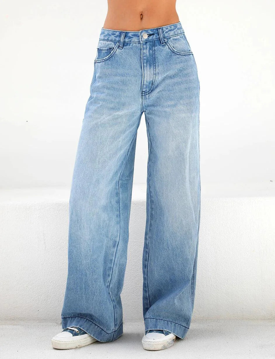 “Blue Horizon” High-Rise Wide-Leg Jeans