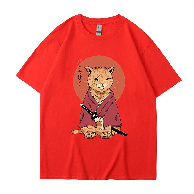 Cute Ninja Cat Cotton T-shirt, Unisex, Multiple Colors