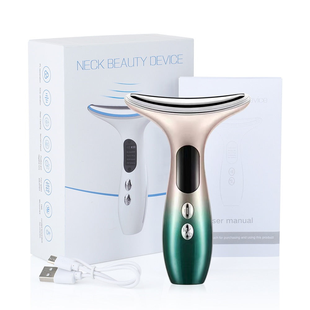 Color Light Microcurrent Constant Temperature Neck  and Face Beauty Device for Skin Rejuvenation, Wrinkles Remover, EMS Tightening, and Neck Lines Firming