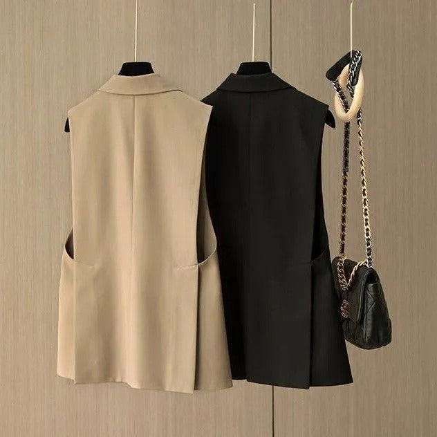 Sleeveless Tailored Blazer Vest – Minimalist Power Dressing