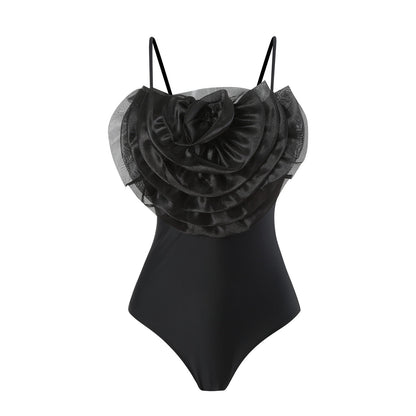 Floral Romance Ruffle One-Piece Swimsuit & Ombre Sarong Set