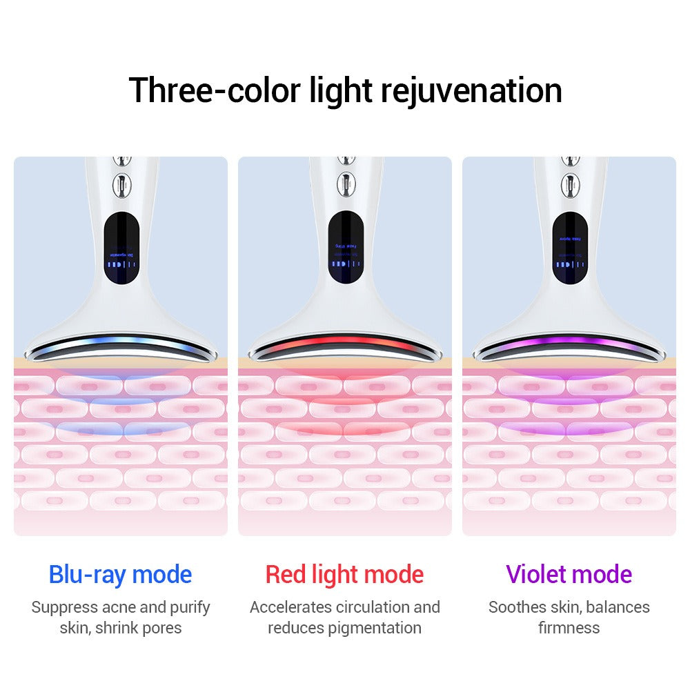 Color Light Microcurrent Constant Temperature Neck  and Face Beauty Device for Skin Rejuvenation, Wrinkles Remover, EMS Tightening, and Neck Lines Firming
