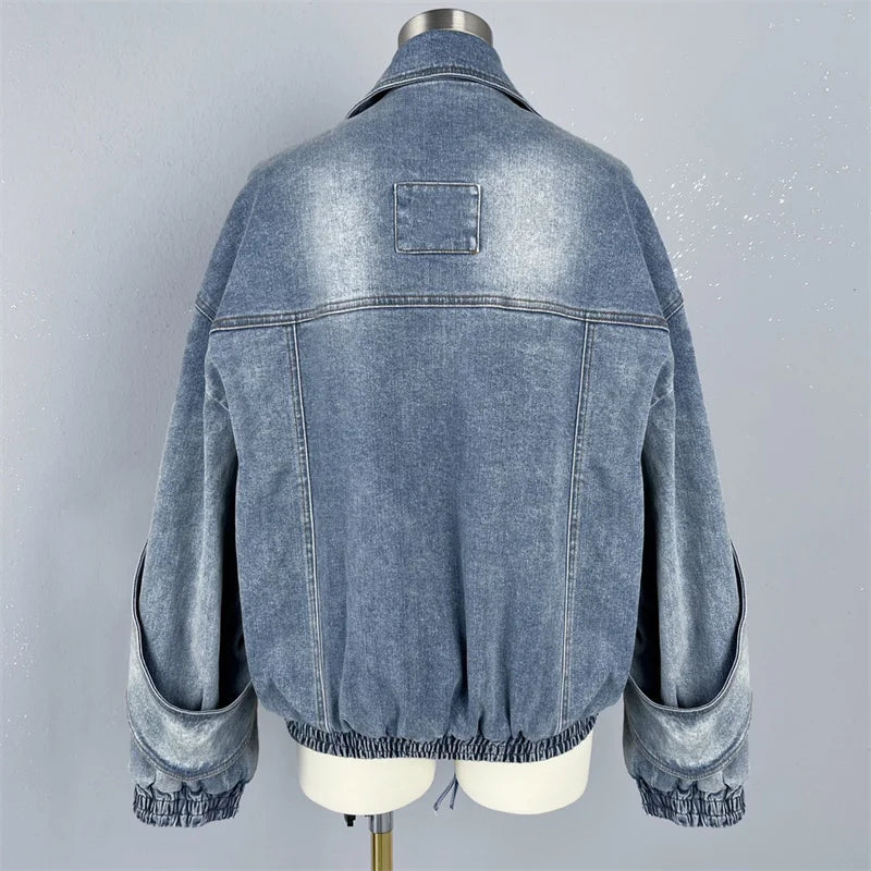 Retro Washed High Quality Pure Cotton  Padded Denim Jacket