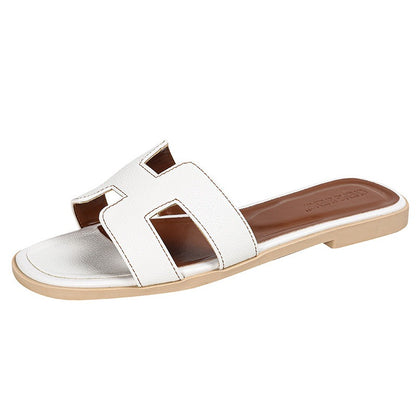 Fashionable Open Toe Flat Leather Sandals for Women in Multiple Colors