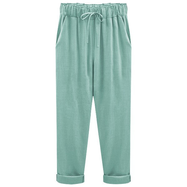 Women's Cotton and Linen Cropped Loose Pants, Multiple  Colors Options