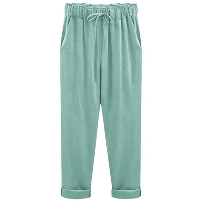 Women's Cotton and Linen Cropped Loose Pants, Multiple  Colors Options