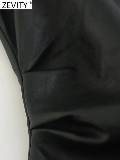 Sleek Faux Leather Sleeveless Midi Dress
