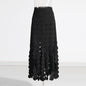 High Waisted Skirt with Circular Spliced Fringe