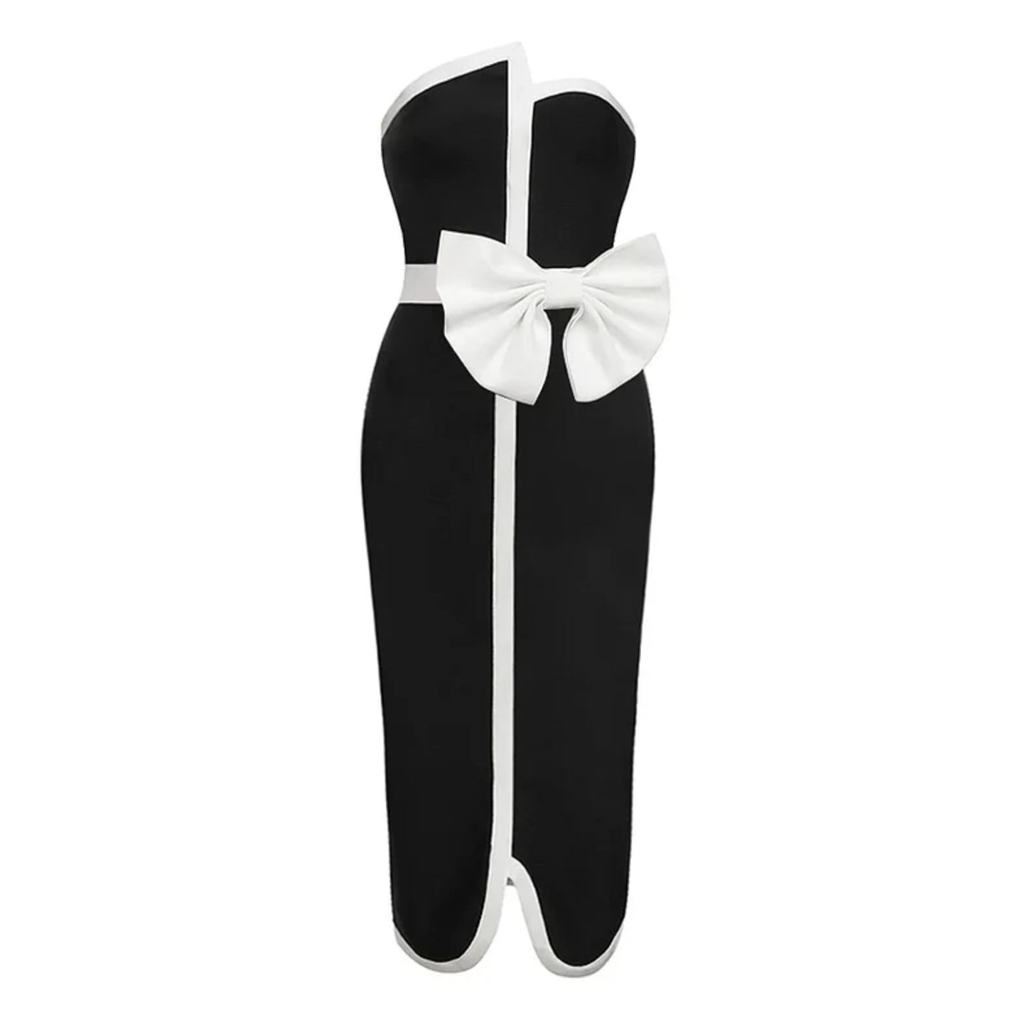 Monochrome Muse 2-Piece Bow Swimsuit & Skirt Set