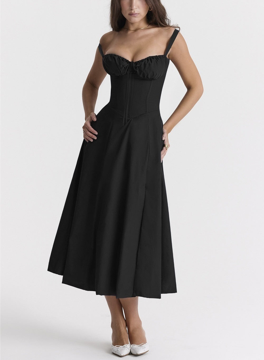 Sweetheart Corset Floral Midi Dress