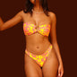 Retro Bloom Bandeau Bikini Set Floral Sunset Glow—Multiple Colors Available)