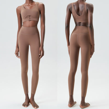 Zippered Form Accentuating Leggings and Sports Bra