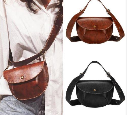 Fashionable Faux Leather Belt Bag in Black and Brown.