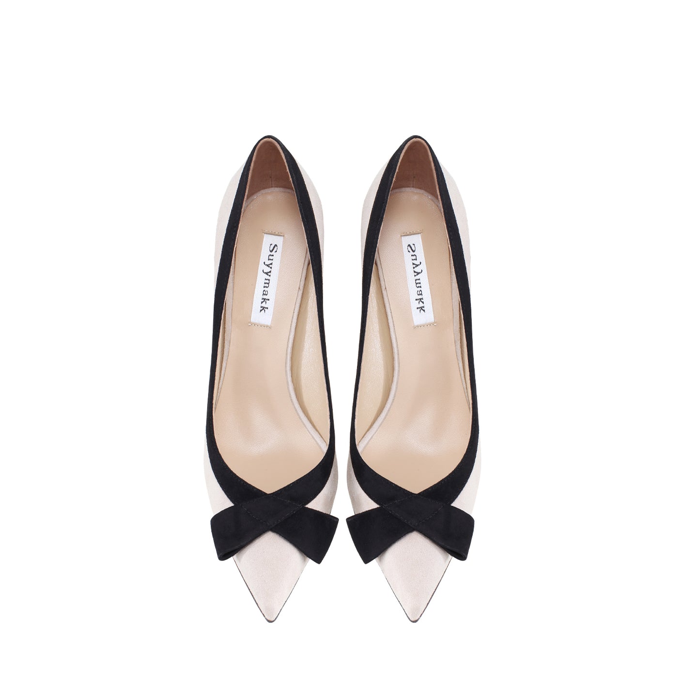 Bianca Contrast Suede Bow-Trim Stiletto Pumps