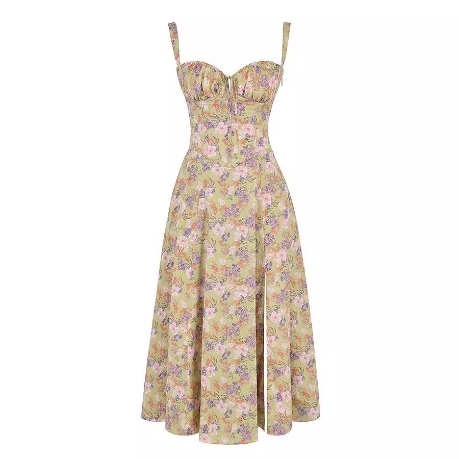 Sweetheart Corset Floral Midi Dress