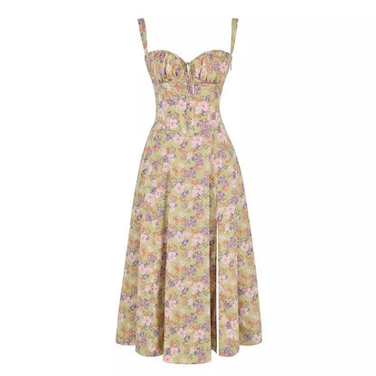 Sweetheart Corset Floral Midi Dress