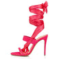Satin Ribbon Wrap Stiletto Sandals – Luxe Lace-Up Heels