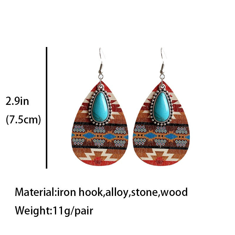 Women's  Ethnic Earrings with Turquoise Tear Drop