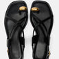 Celeste Metallic-Bead Ankle-Strap Leather Flats