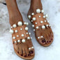 Stylish Set Pearl Flat Sandals for Women in  Elegant Earthy Colors