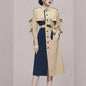 Mid Length Coat in Contrasting  Colors and a Belt