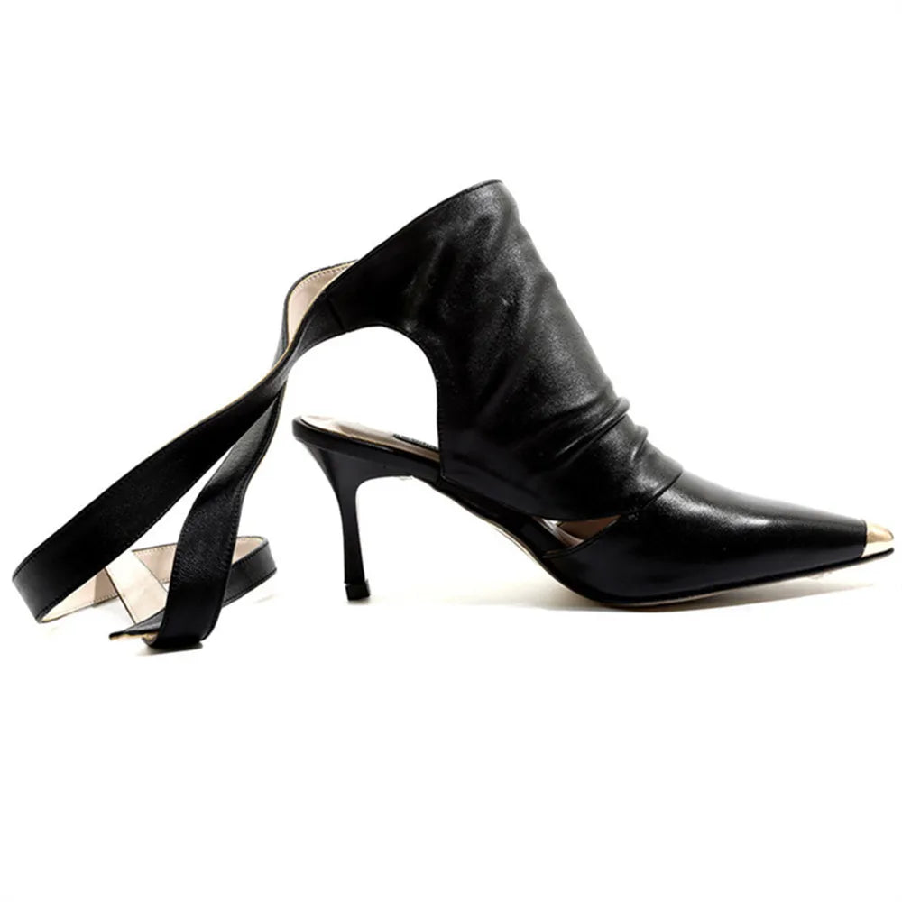 Viper Edge Cutout Ankle Wrap Heels – Black | Tan | White