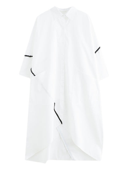 Stylish Oversized White Cotton Shirt Dress – Casual Cool with a Twist
