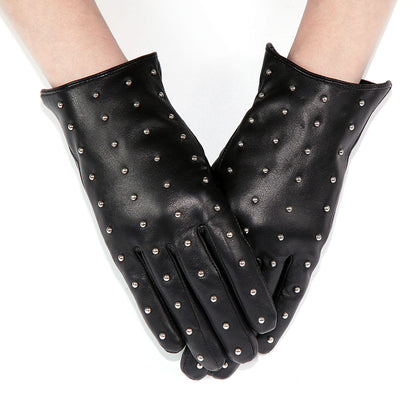 Black Genuine Sheepskin Leather women's gloves