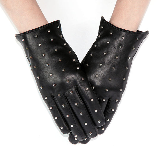 Black Genuine Sheepskin Leather women's gloves