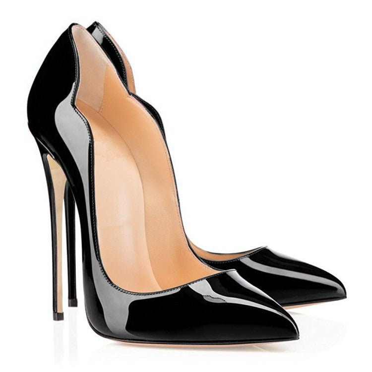 Scalloped Patent Leather Stiletto Pumps