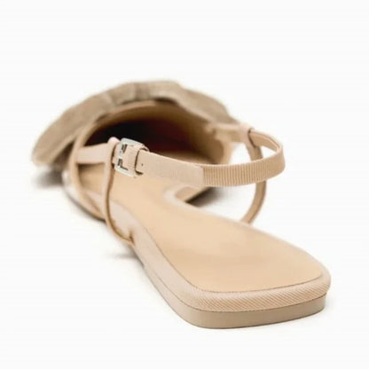 Stylish Beige Bow Embellished Flat shoes