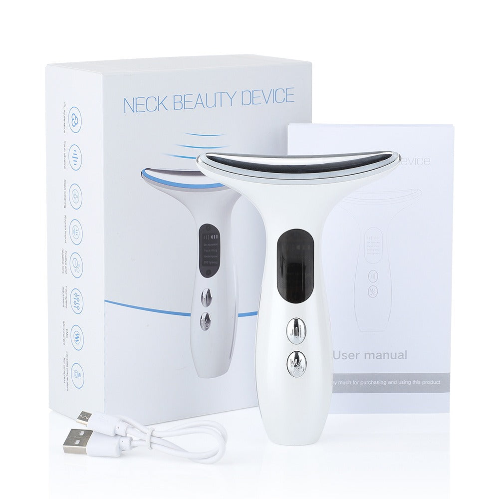 Color Light Microcurrent Constant Temperature Neck  and Face Beauty Device for Skin Rejuvenation, Wrinkles Remover, EMS Tightening, and Neck Lines Firming