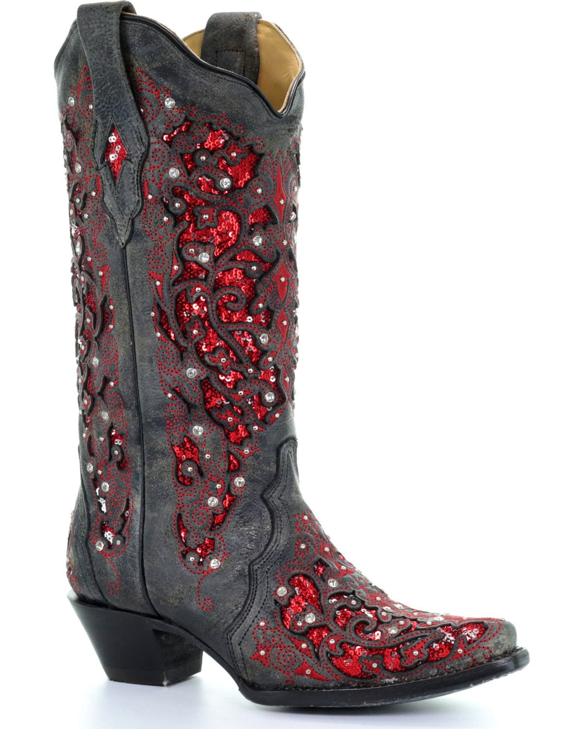 Super Stylish Embroidered Solid Thick Heel Cowgirl Boots