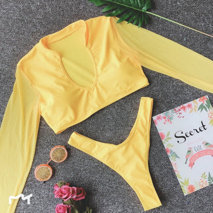 Sun Kissed Long Sleeve Brazilian Bikini Set