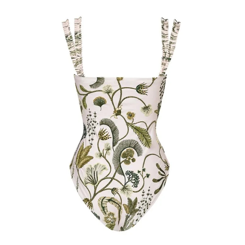 Botanical Garden One-Piece Swimsuit & Sarong Set