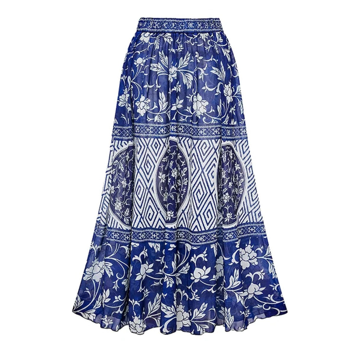 Santorini Breeze Ruffle One-Piece Swimsuit & Boho Skirt Set