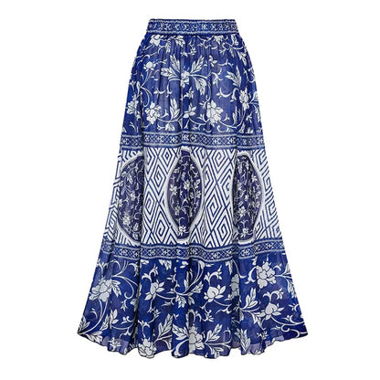 Santorini Breeze Ruffle One-Piece Swimsuit & Boho Skirt Set