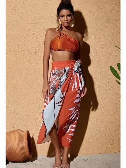 Terracotta Luxe Swim Set – Asymmetrical Bikini & One-Shoulder Monokini Options with She