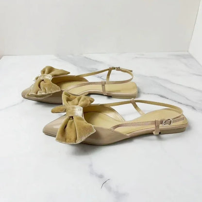 Stylish Beige Bow Embellished Flat shoes