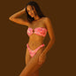 Retro Bloom Bandeau Bikini Set Floral Sunset Glow—Multiple Colors Available)