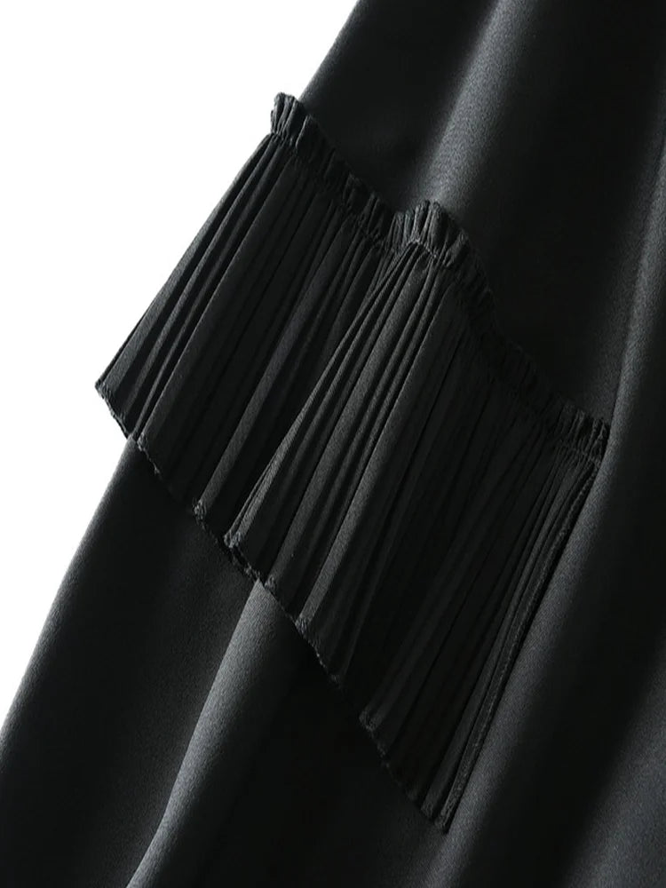 Elegant Midi Length Asymmetrical Ruffles Skirt