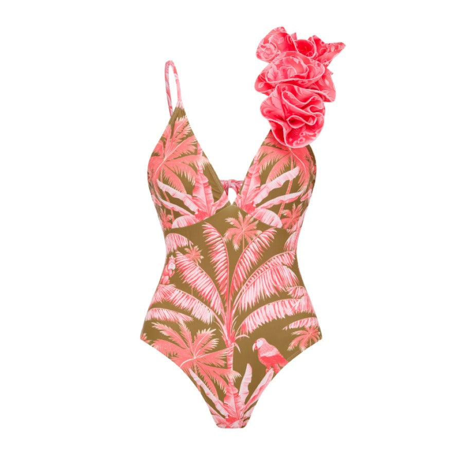 Palm Paradise One-Piece Swimsuit & Wrap Shorts Set