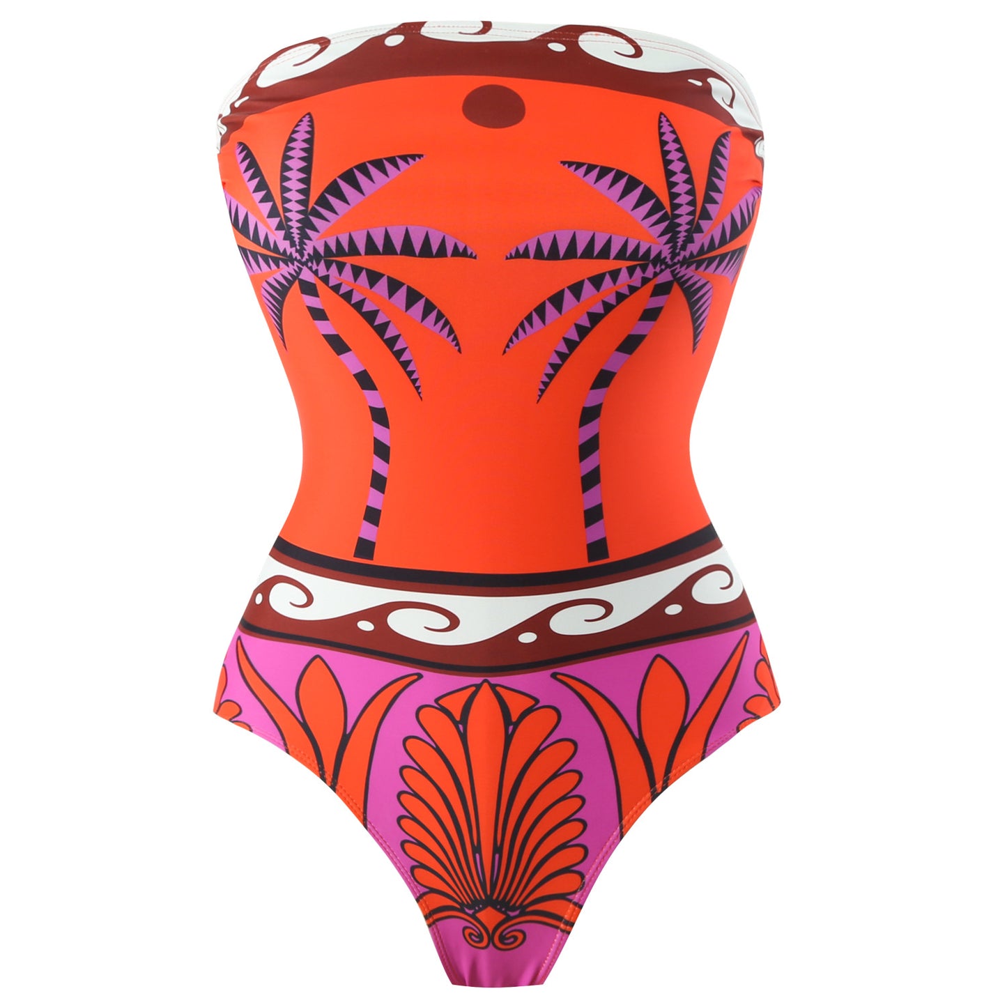 Island Vibes Palm Print Swimsuit & Sarong Set