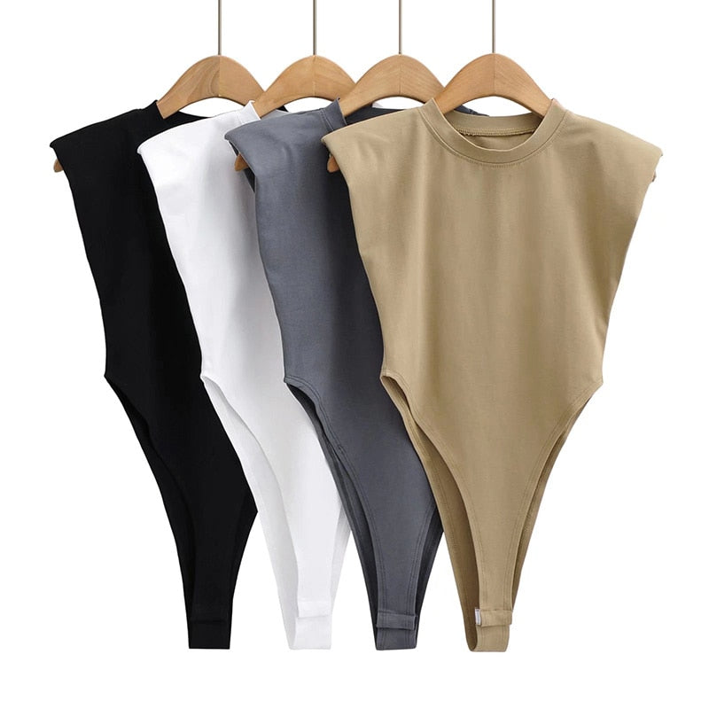 Sleeveless Shoulder Pad Bodysuit – Essential Edge